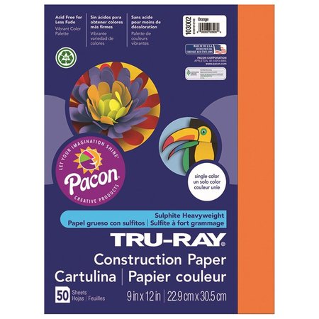 PACON CORPORATION Pacon PAC103002BN 9 x 12 in. Tru Ray Orange Construction Paper - 50 Sheet per Pack - Pack of 5 PAC103002BN